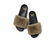 Gallito Más Shearling slide sandals in bronze/black - product top shot
