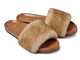 Gallito Más Shearling slide sandals in honey/tan - product angle shot