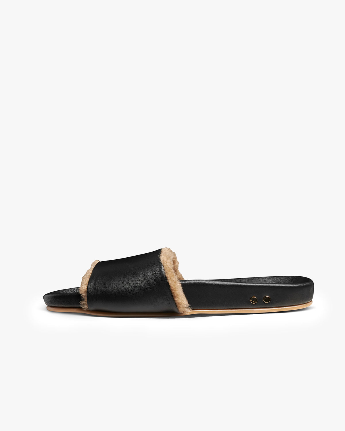 Gallito Shearling slide sandal - black - side shot