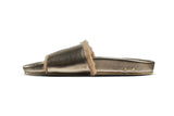 Gallito Shearling leather slide sandals in bronze - side shot
