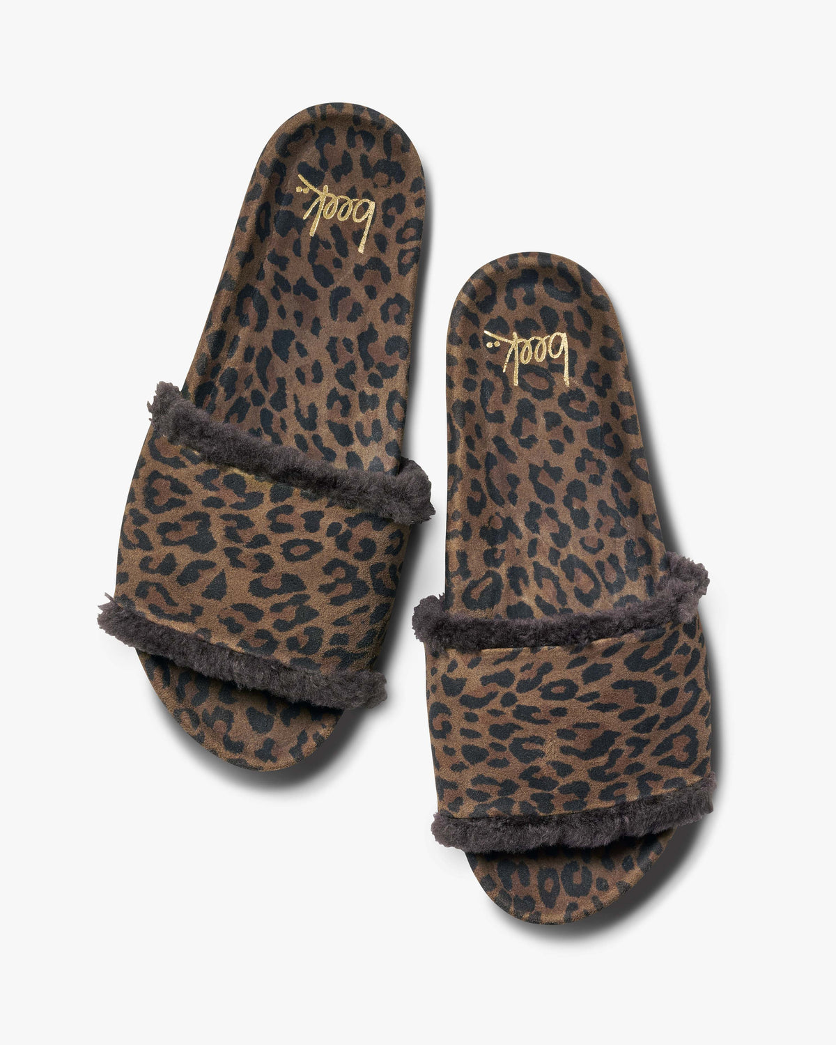 Gallito Shearling suede slide sandal in leopard - product top shot
