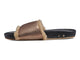 Gallito Shearling leather slide sandals in mocha/black - product side shot