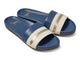 Gallito Stripe leather slide sandal in navy - product angle shot