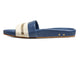 Gallito Stripe leather slide sandal in navy - product side shot