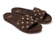 Gallito Stud suede slide sandal in coffee - product angle shot