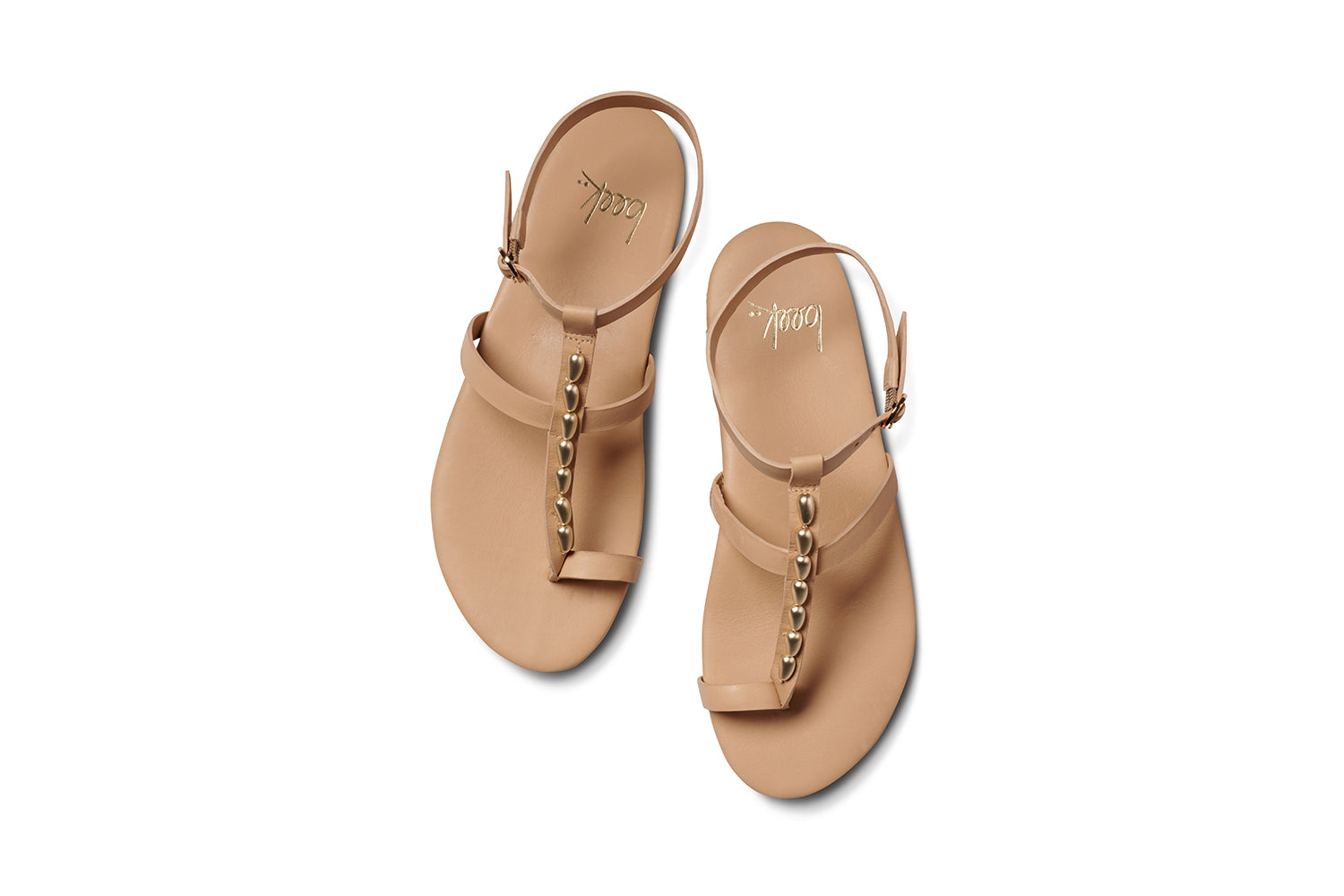 Goldenbird leather beaded ankle-strap sandal in beach - product top shot