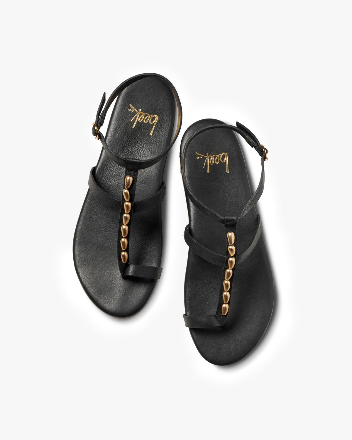 Goldenbird leather beaded ankle-strap sandal in black - product top shot