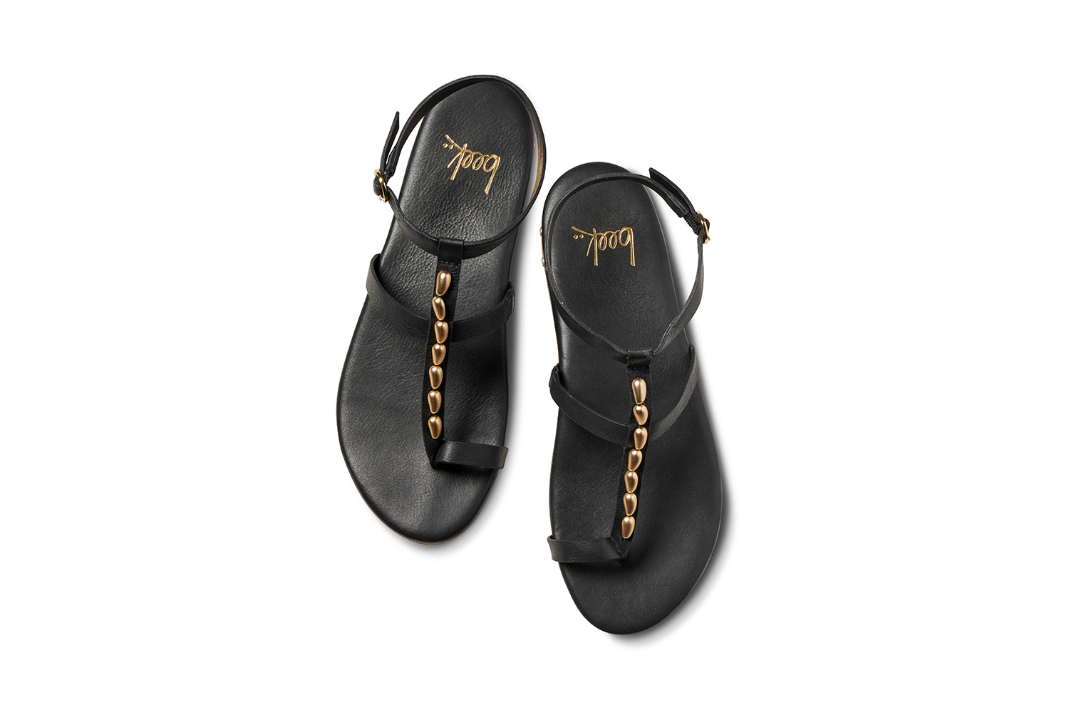 Goldenbird leather beaded ankle-strap sandal in black - product top shot