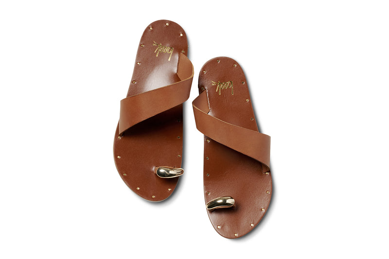 Goldfinch Leather toe-ring sandal in tan - product top shot