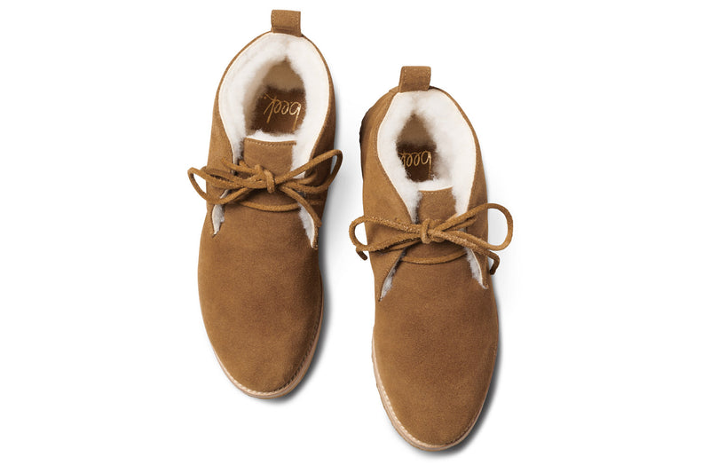 Goose suede shearling boot in chestnut - product top shot