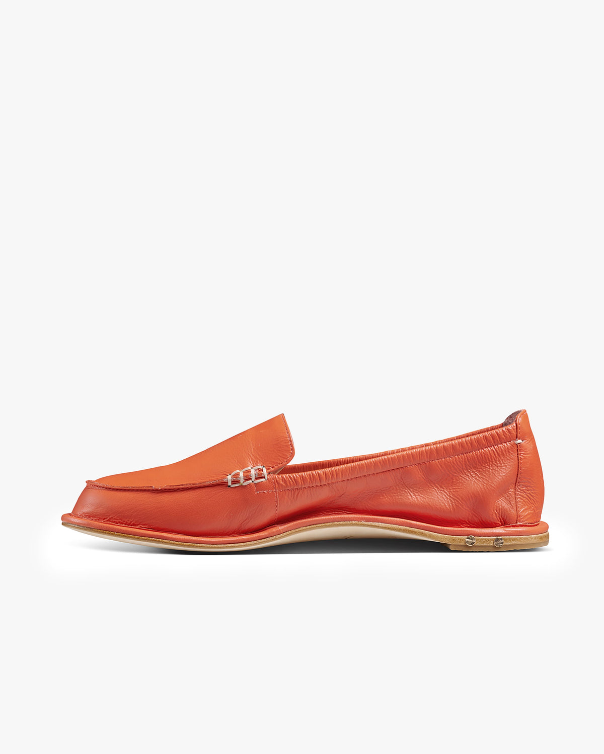 Griffin leather loafer in tomato - product side shot