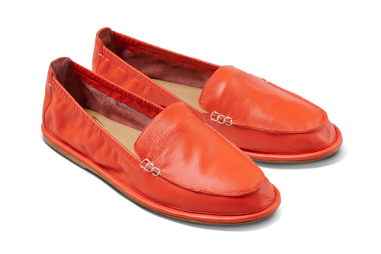 Griffin leather loafer in tomato - product angle shot