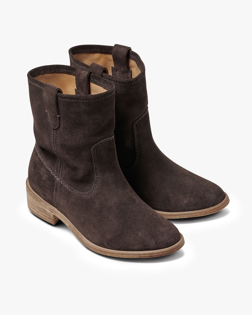 Grouse slouchy suede boot in coffee - product angle shot