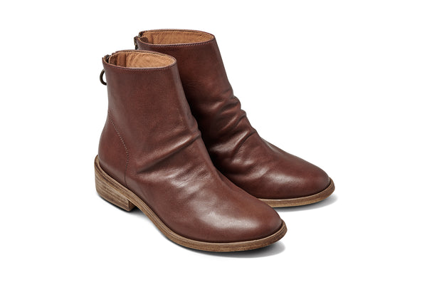 Hawk leather ankle boot in mahogany - product angle shot