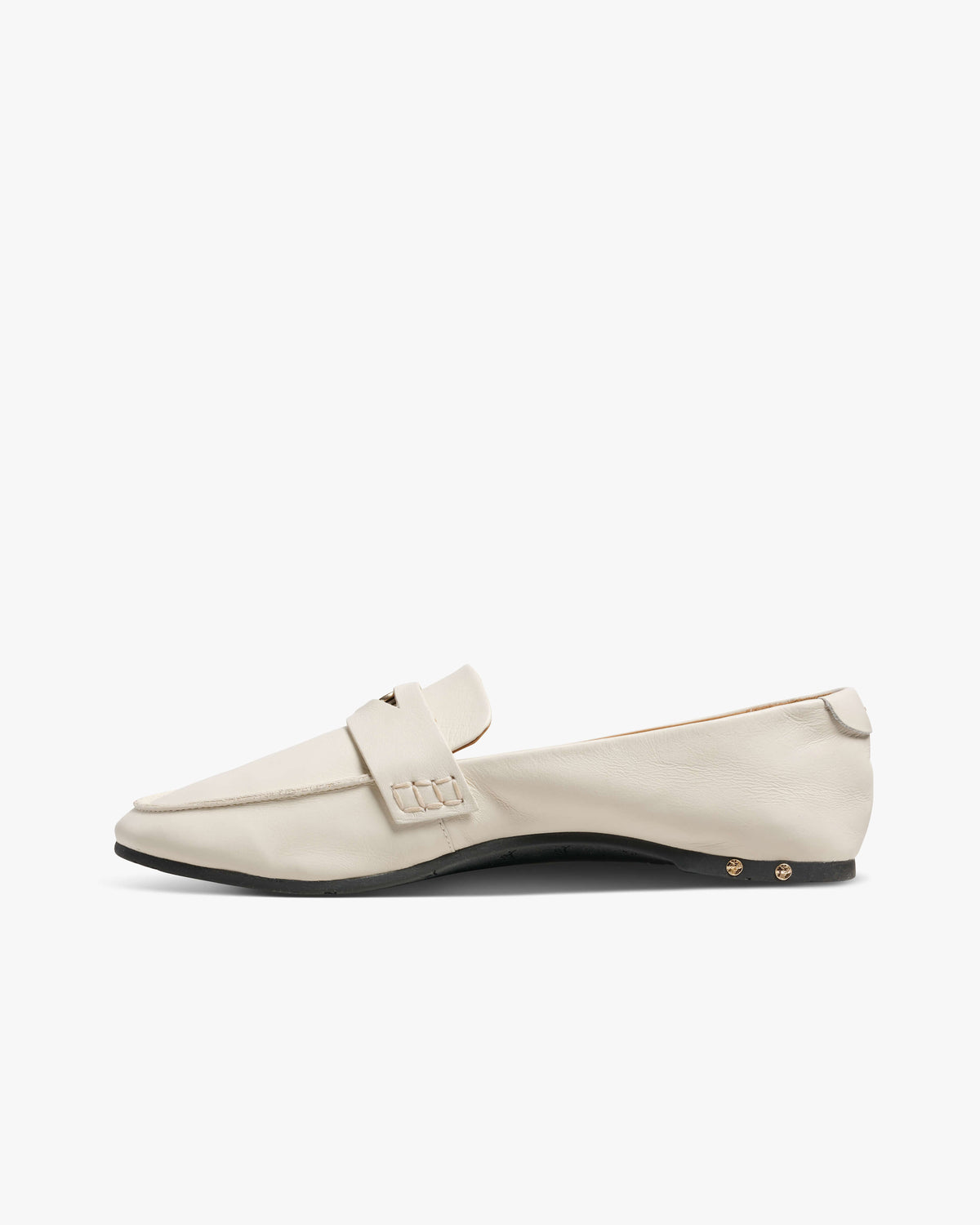 Henny leather penny loafer in vanilla - product side shot