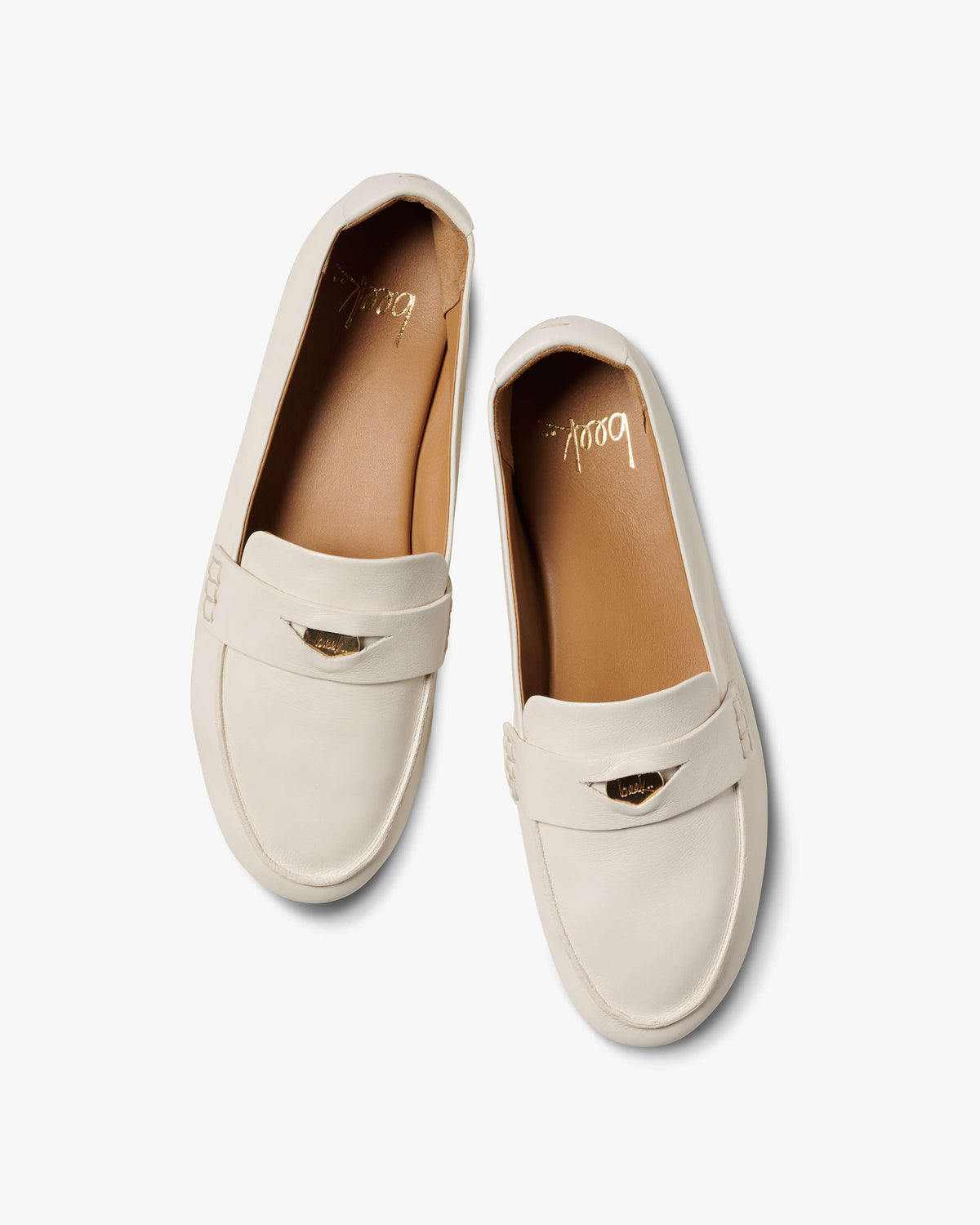 Henny leather penny loafer in vanilla - product top shot