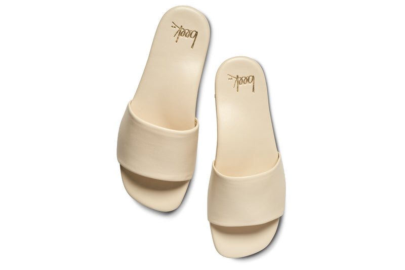 Honeybird leather slide sandals in eggshell - top shot