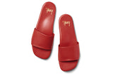 Honeybird leather slide sandals in red - top shot 