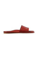 Honeybird leather slide sandals in red - outer side shot 