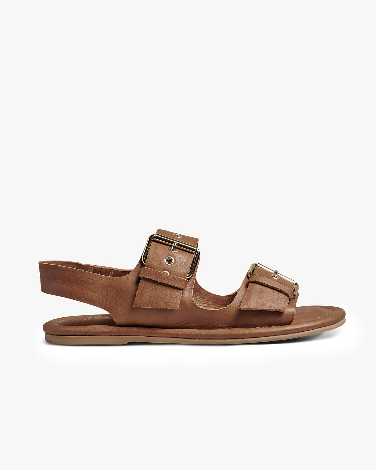 Huet leather buckle sandals in cognac - product inside side shot