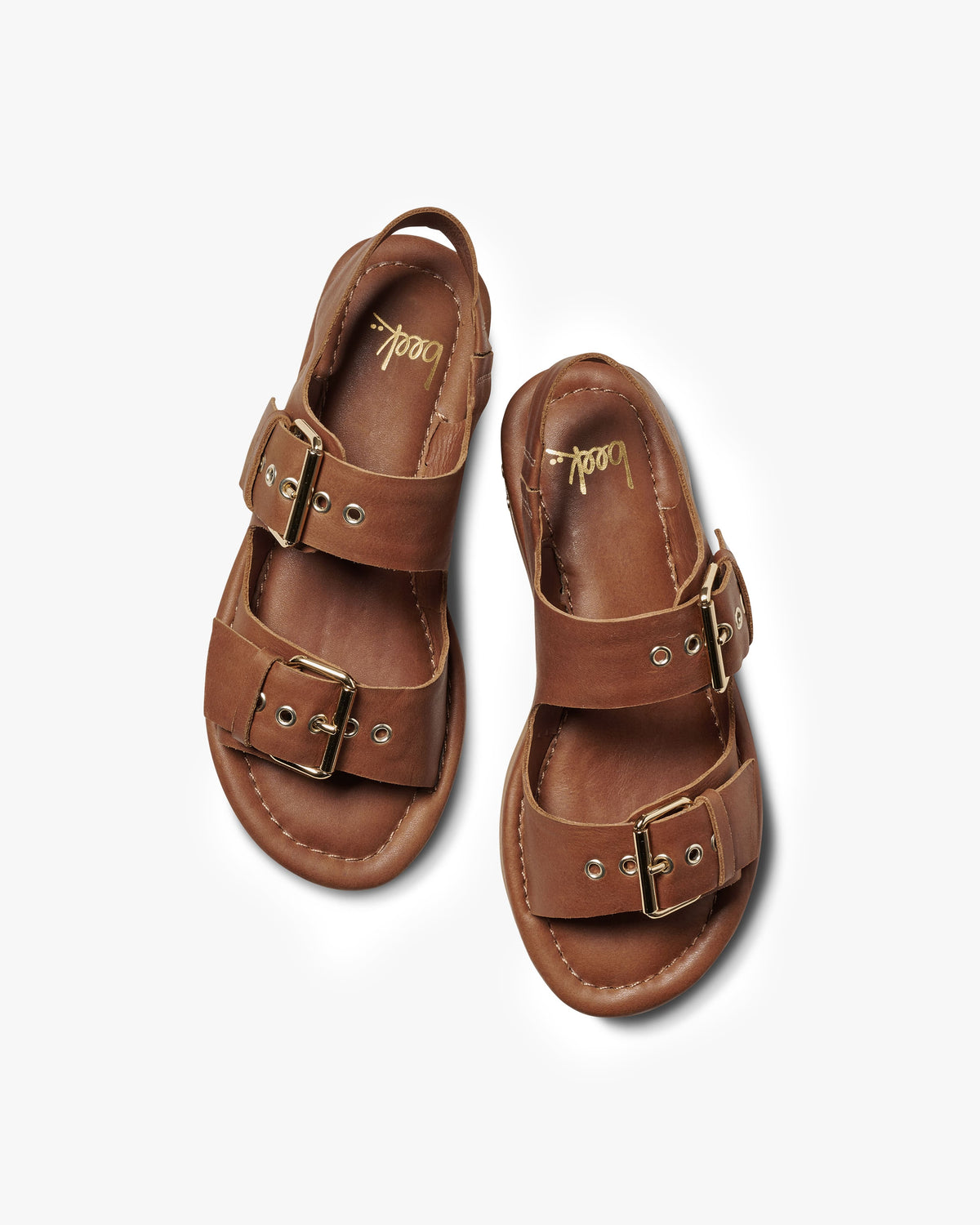 Huet leather buckle sandals in cognac - product top shot