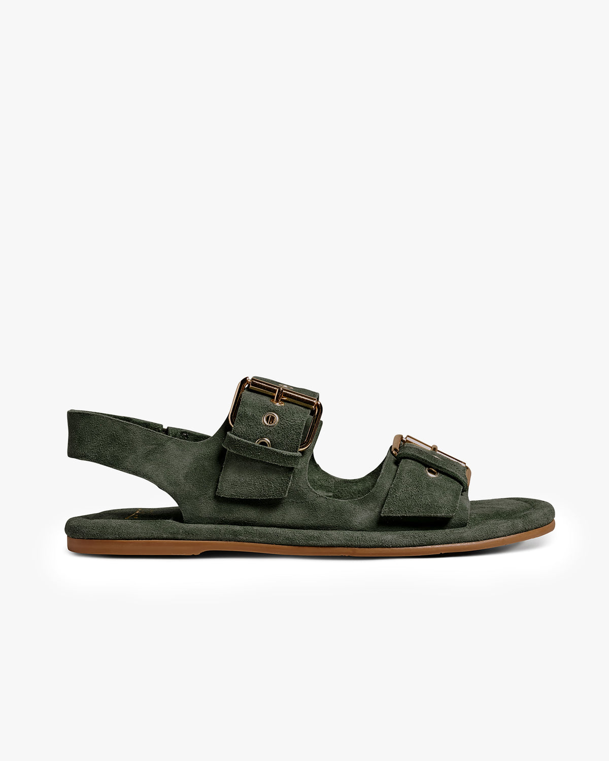 Huet suede sandals in ivy - product side shot