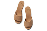Ibis leather platform heel sandals in beach - top shot