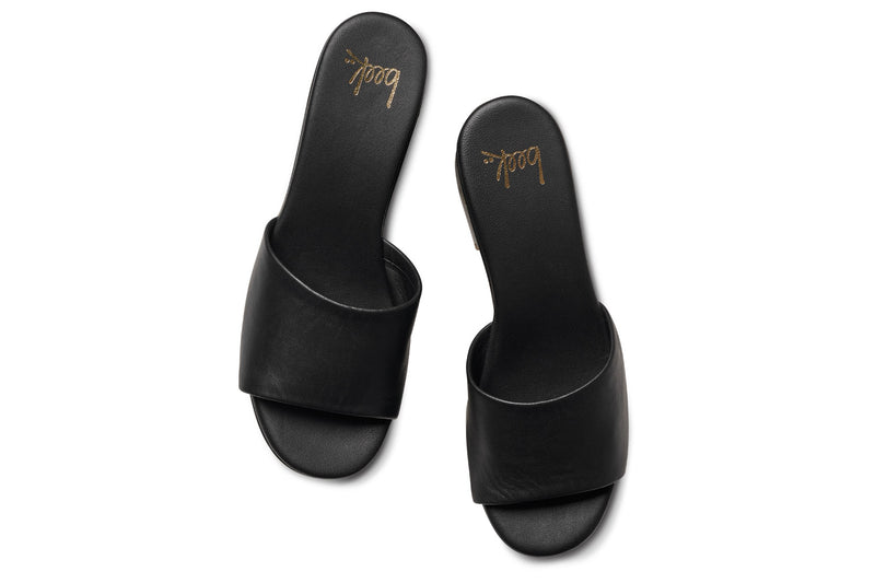Ibis leather platform heel sandals in black - top shot