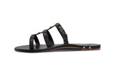'I'iwi leather sandals in black - side shot