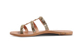 'I'iwi leather sandals in platinum/beach - side shot