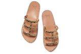 'I'iwi leather sandals in platinum/beach - top shot