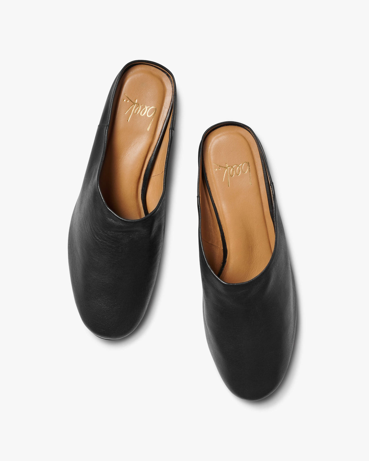 Jay leather heeled mule in black - product top shot