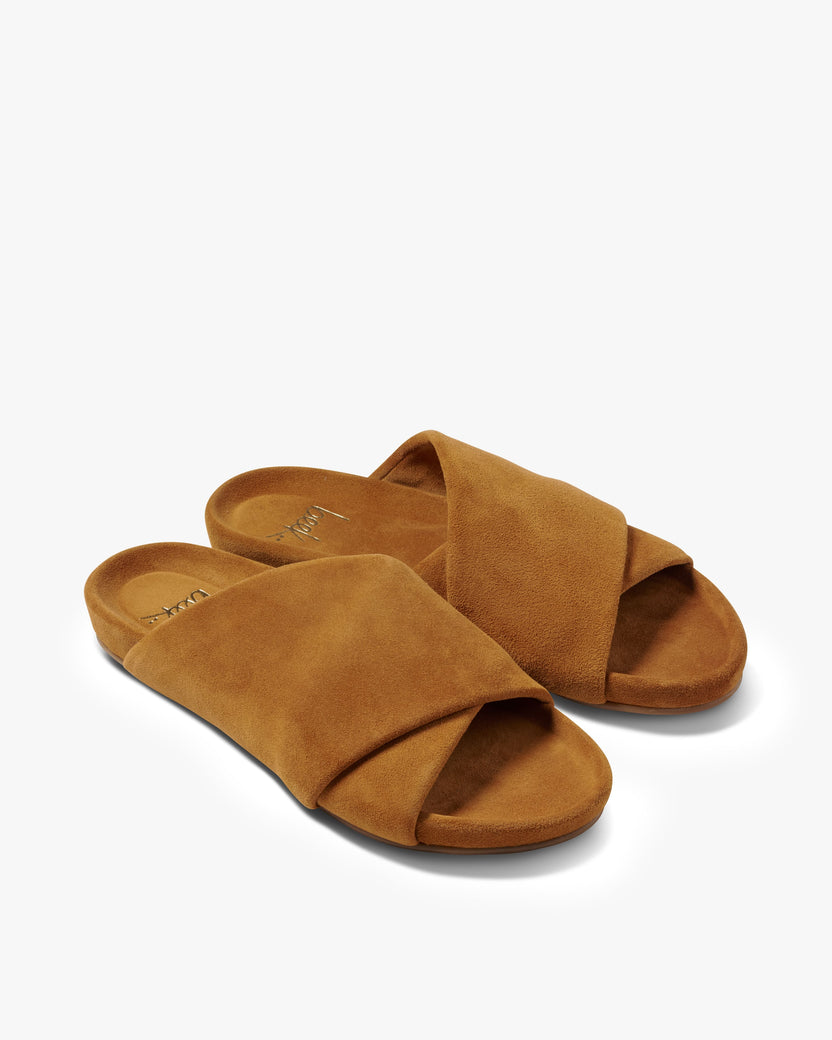 Kea Women's suede slide sandal in caramel