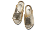Kea leather slide sandals in gold - top shot