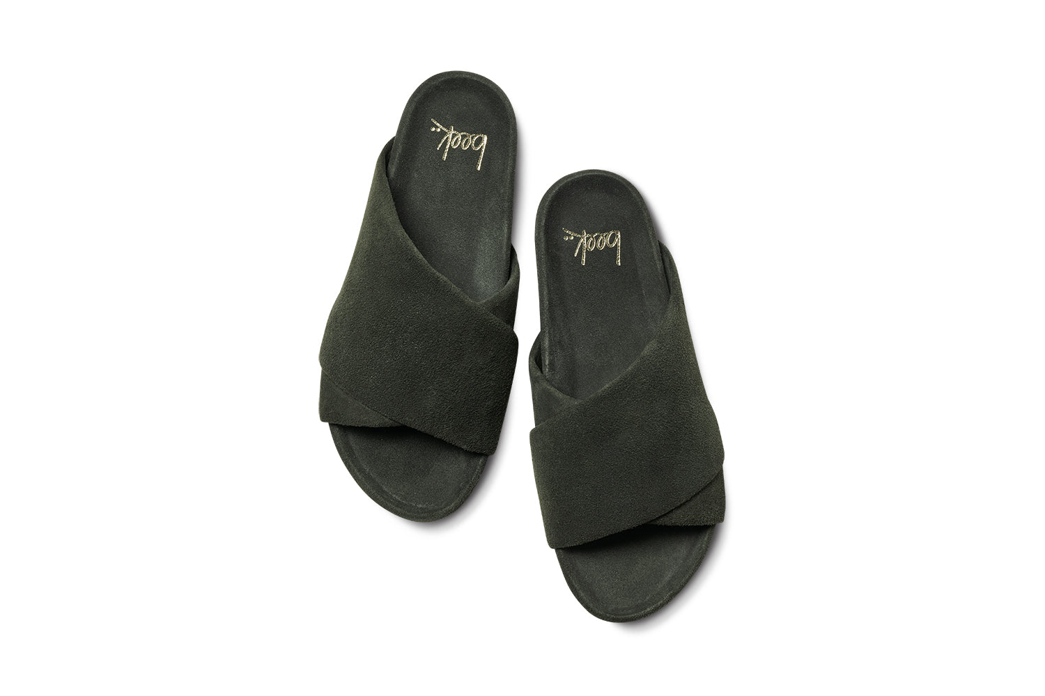 Kea suede slide sandals in ivy - product top shot