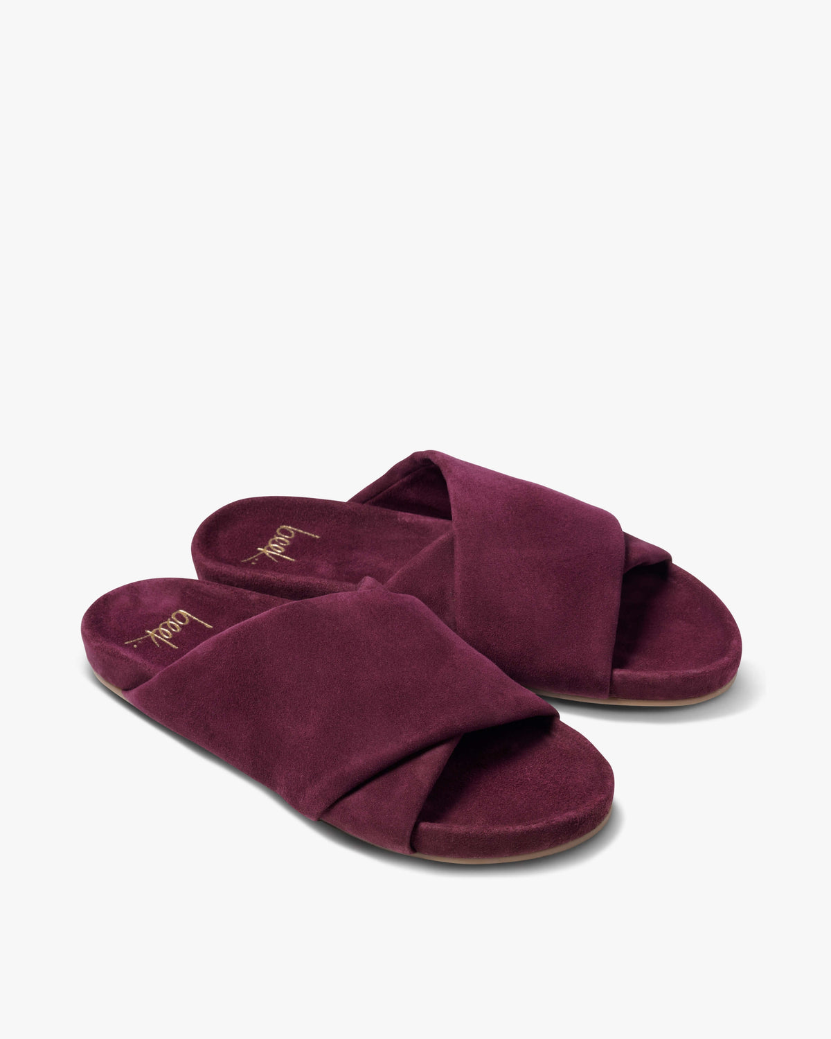 Kea suede sandals in prune - product angle shot