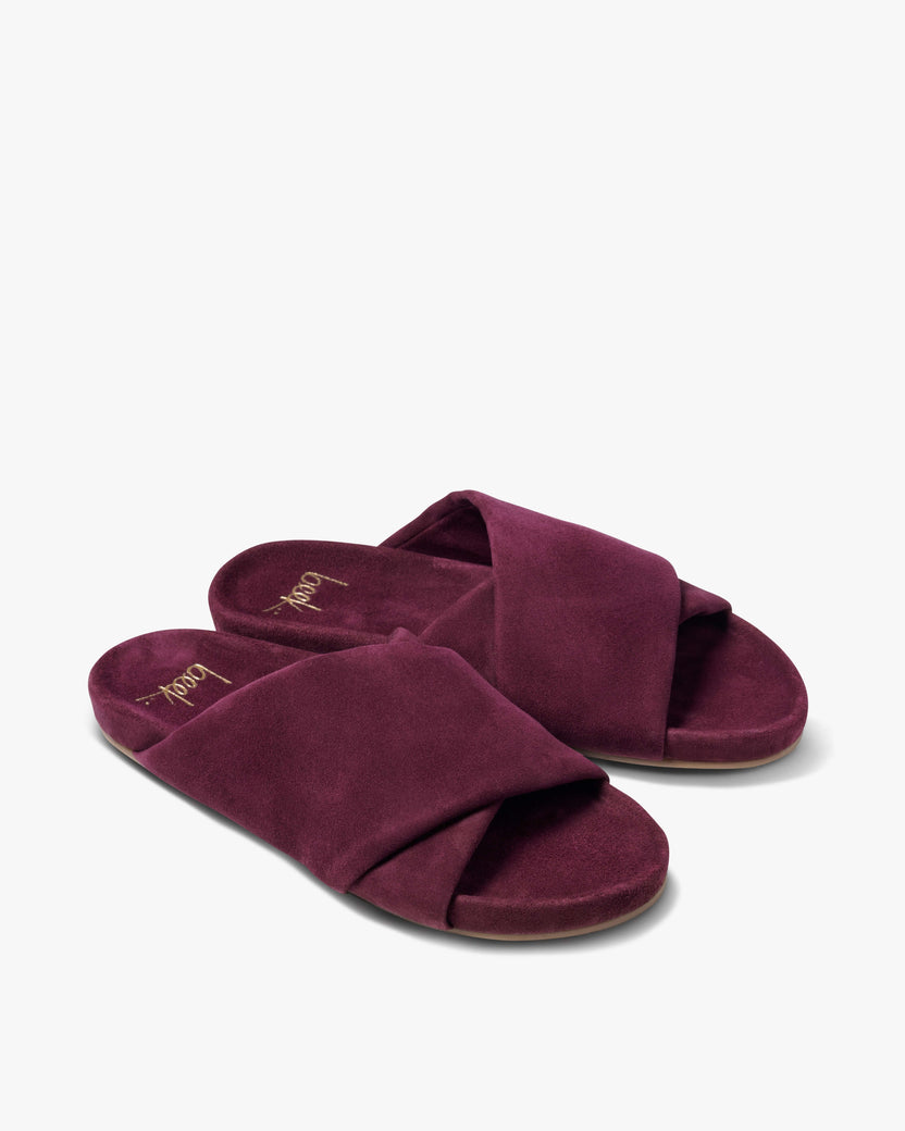 Kea suede sandals in prune - product angle shot