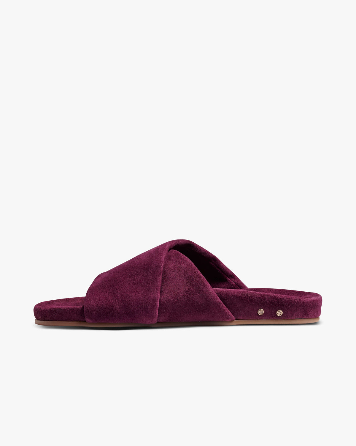 Kea suede sandals in prune - product side shot