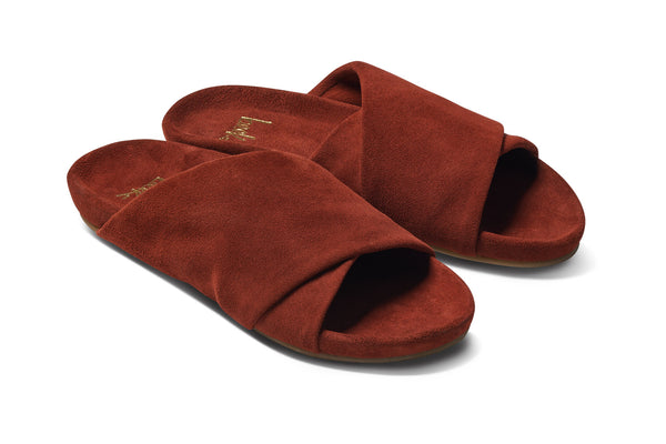 Kea suede slide sandal in wine - angle shot