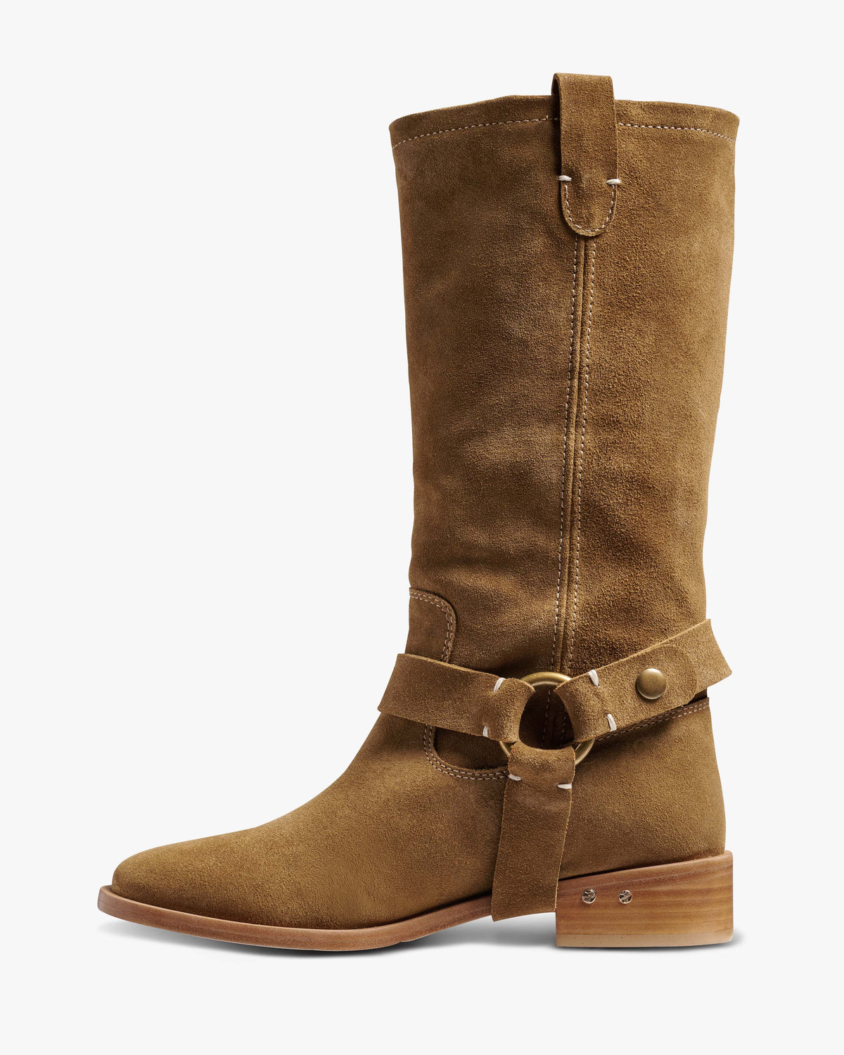 Kestrel suede knee high boots with removable harness - product side shot
