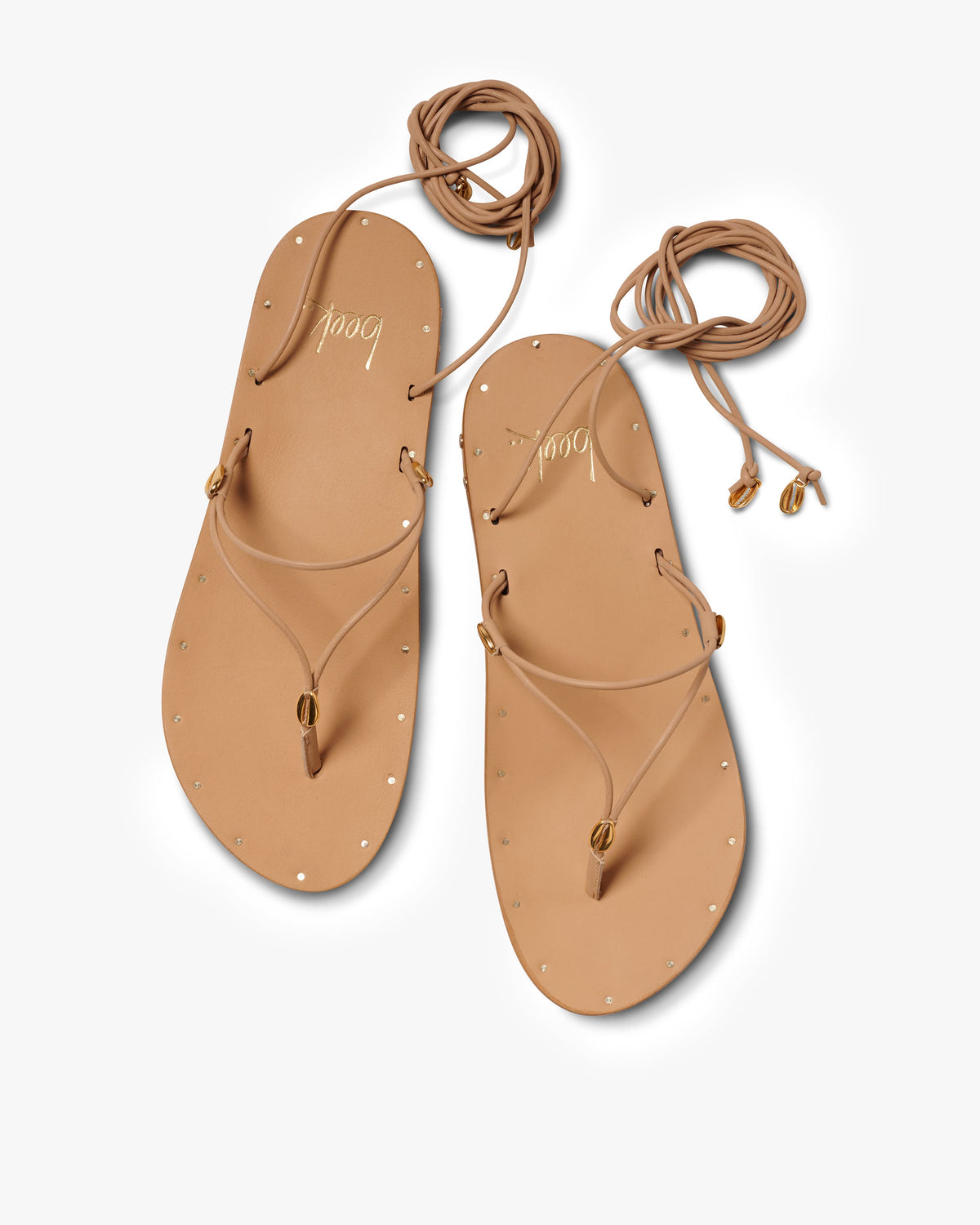 Koha leather ankle wrap sandal in beach - product top shot