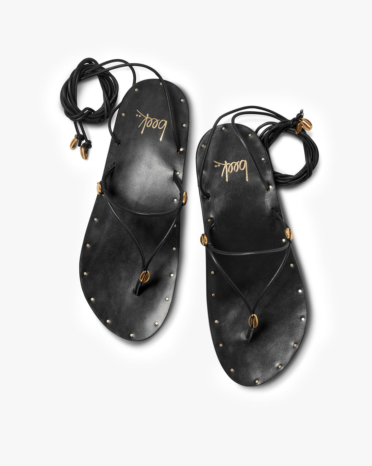 Koha leather ankle wrap sandal in black - product top shot