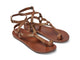 Lark leather women's ankle strap toe-ring sandal in tan - product angle shot