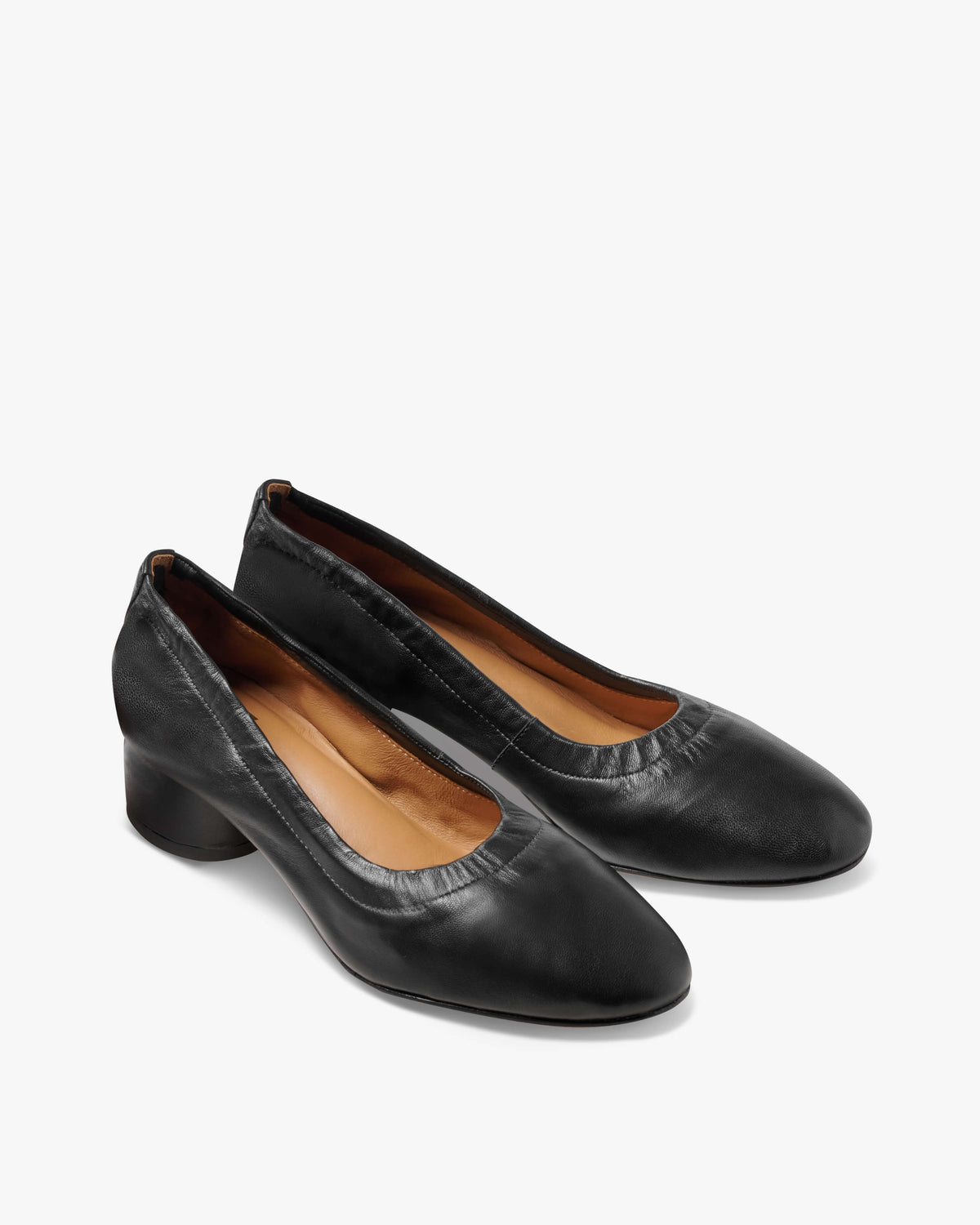 Lina leather ballet heels in black - product angle shot