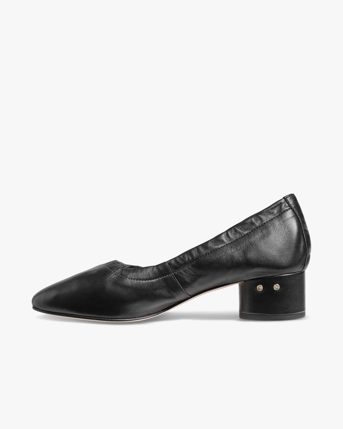 Lina leather ballet heels in black - product side shot