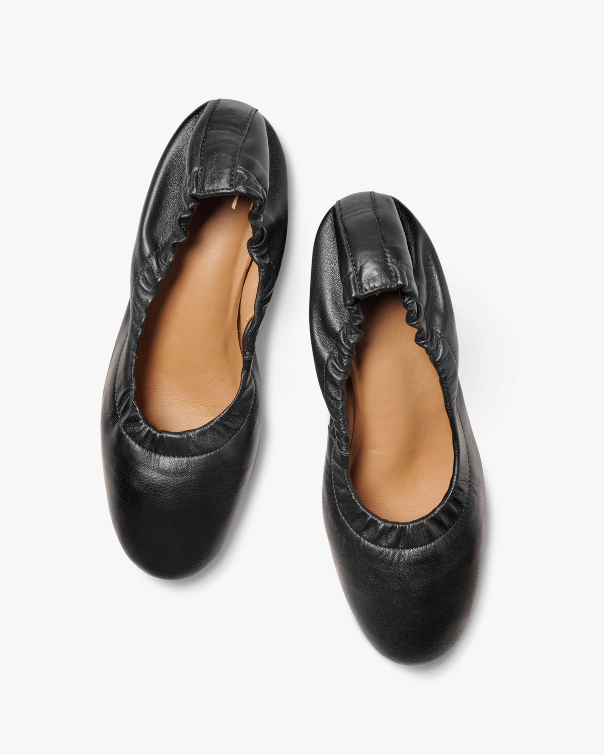 Lina leather ballet heels in black - product top shot
