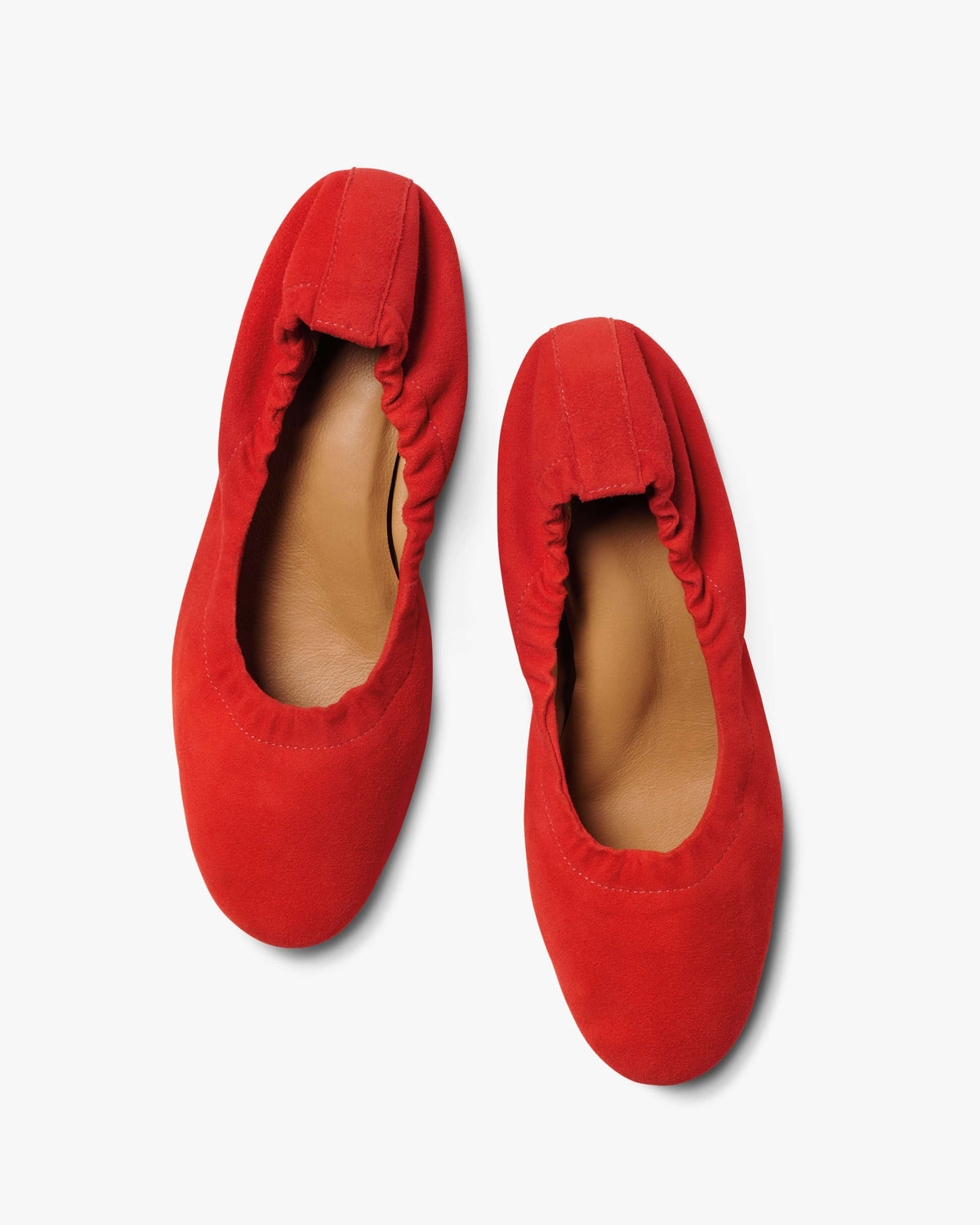 Lina suede ballet heel in poppy - product top shot