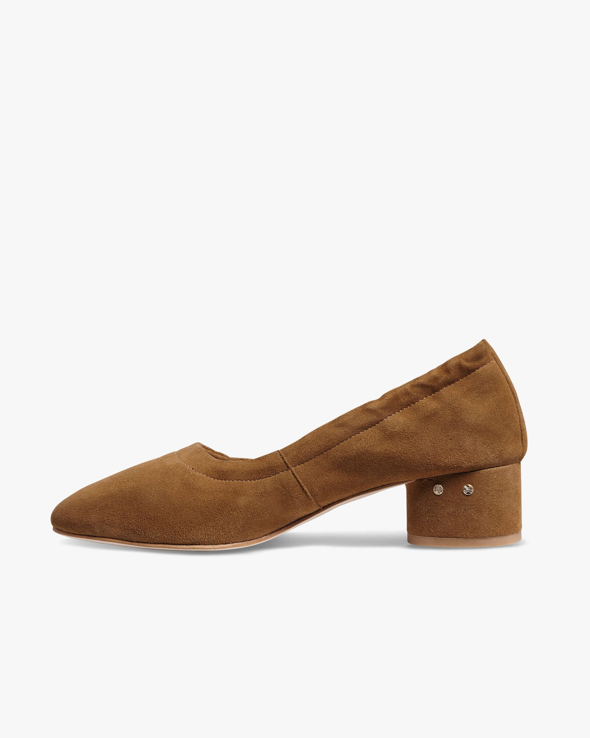 Lina suede ballet heels in toffee - product side shot