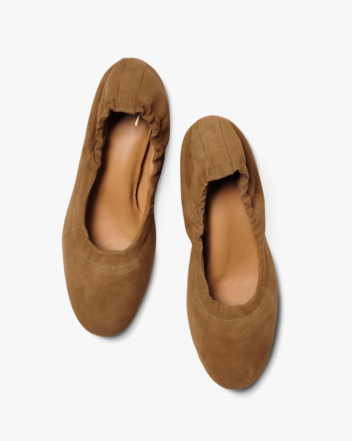 Lina suede ballet heels in toffee - product top shot