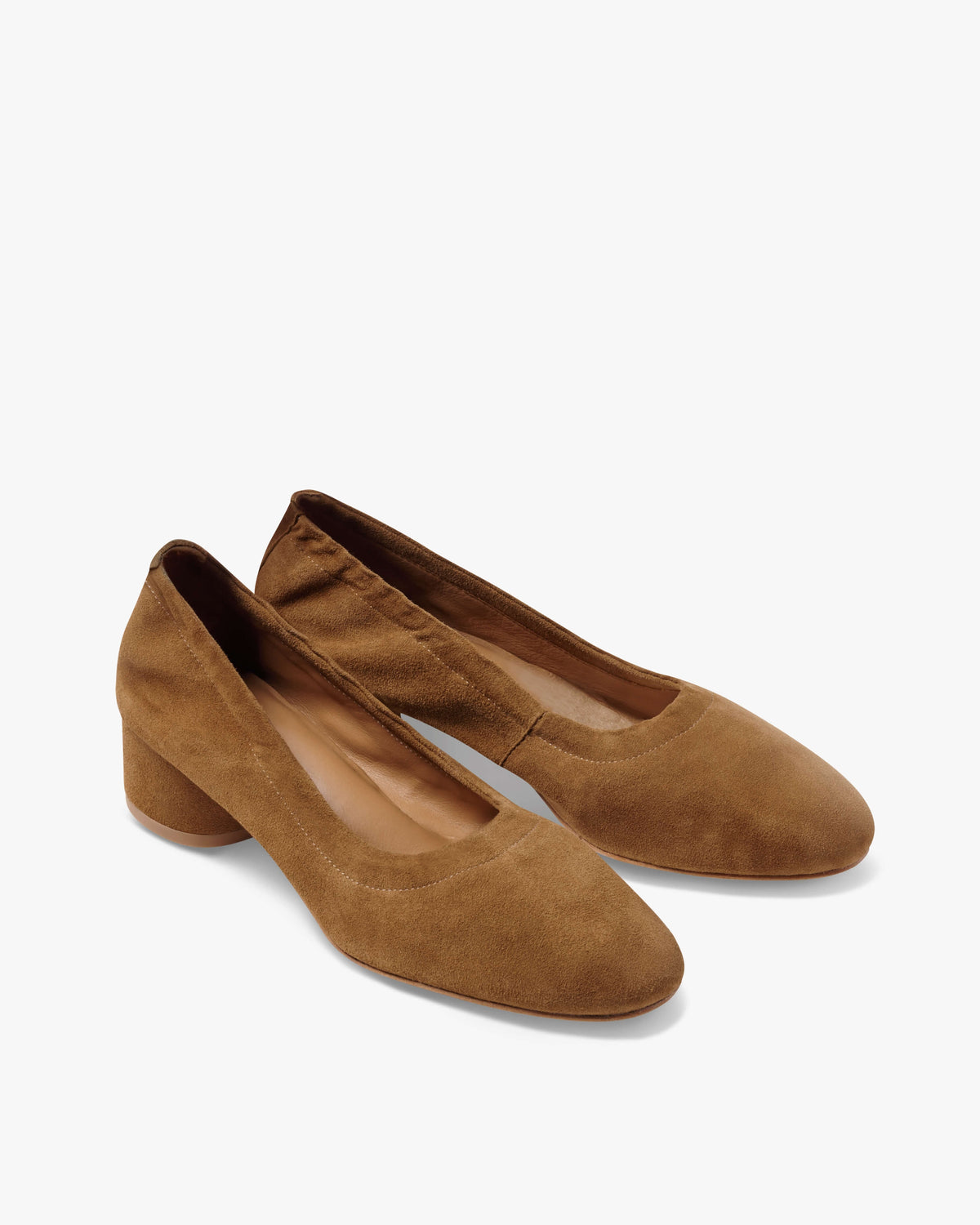 Lina suede ballet heels in toffee - product angle shot